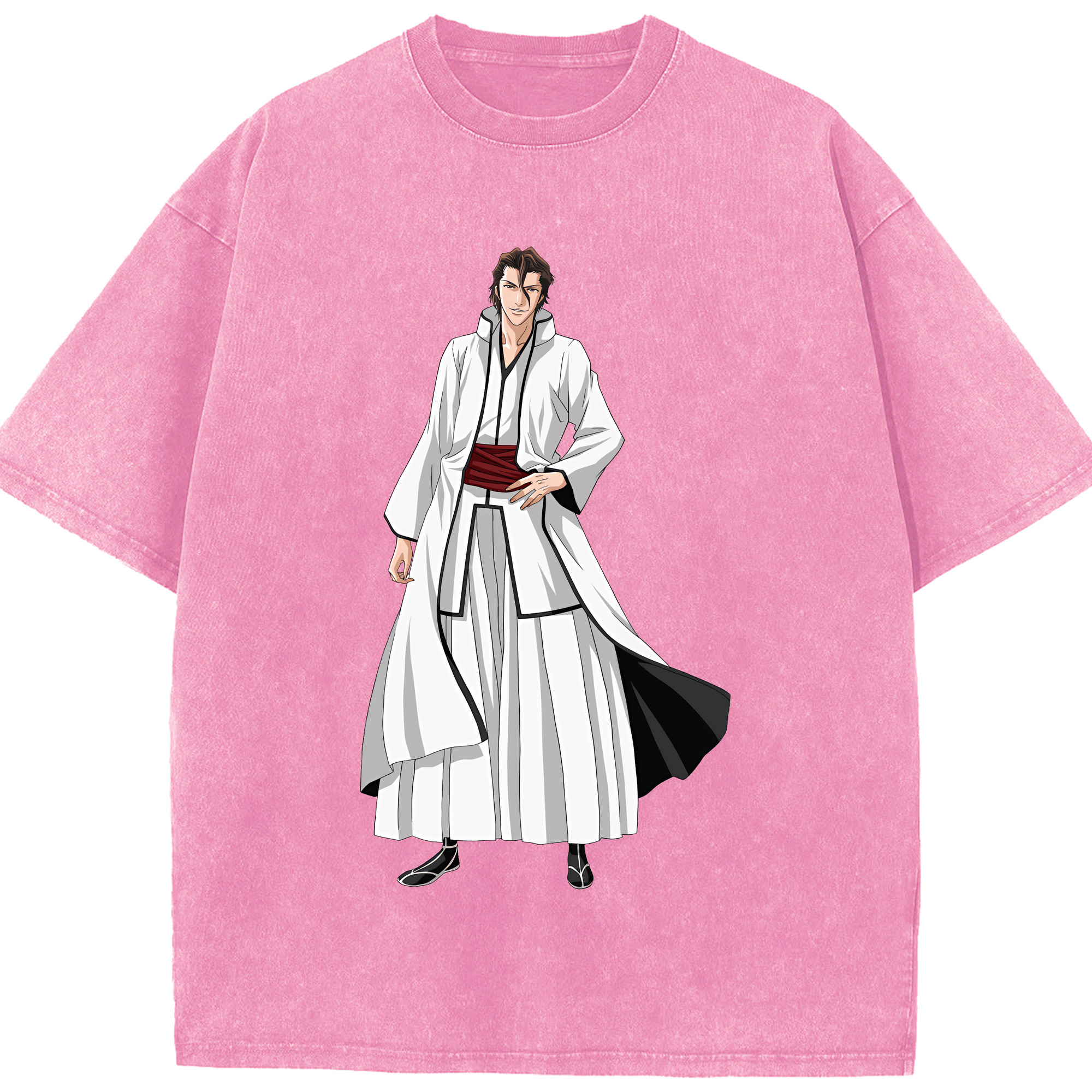 （画像用） ブリーチ 藍染 惣右介（あいぜん そうすけ） BLEACH Aizen Sousuke 綿100% ヴィンテージ風 半袖Tシャツ（フロントプリント）